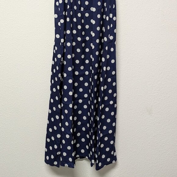 CHATEAUAMOUR Blue Polka Dot Sleeveless Blouson A-line Maxi Dress Sundress - XL - Picture 3 of 6